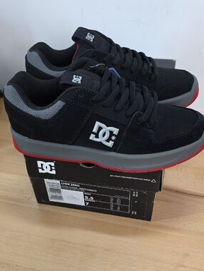 DC Men’s Black & Gray Skate Sneakers with Red Outsole
